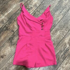 Chic Pink Button-Detail Romper